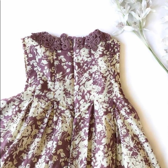 Puce Pink Pleated Waistline Print Sleeveless Dress - Picture 5 of 6